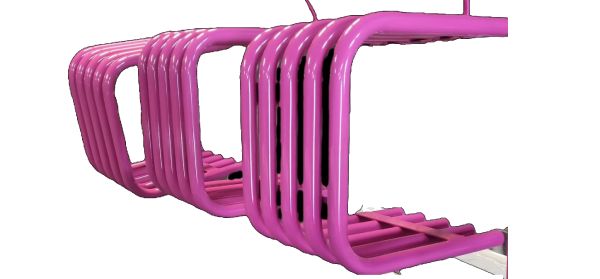 Ar pulverkrāsu pelēkā krāsā krāsots dizaina radiators